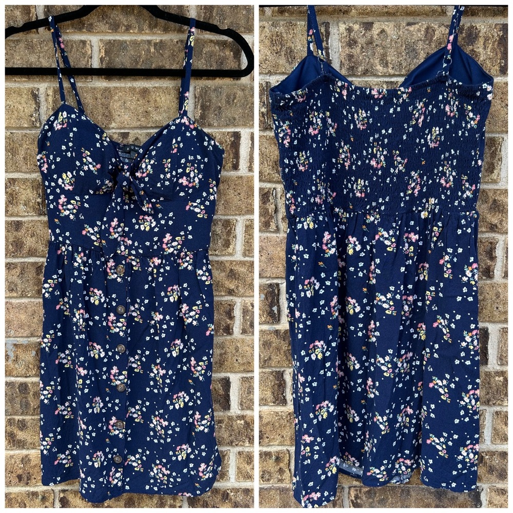 As U Wish Navy Floral Mini Dress